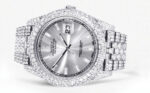 Diamond Iced Out Rolex Datejust 25 Carats Of Diamonds Custom Silver Diamond Dial Two Row Jubilee Band Replica