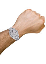 Iced Out Rolex Datejust 36 MM Stainless Steel 16.5 Carats of Diamonds Full Diamond Diamond Dial Jubilee Band Replica