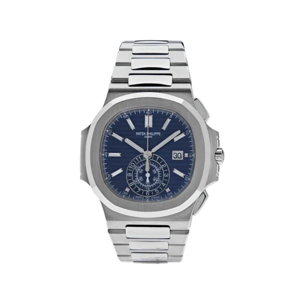 Patek Philippe Nautilus 40th Anniversary Chronograph White Gold Blue Diamond Dial Replica