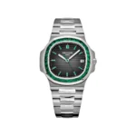 Patek Philippe Nautilus Date Platinum Emeralds Black Dial Replica