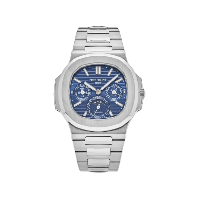 Patek Philippe Nautilus Tiffany & Co. Perpetual Calendar Moon Phases White Gold Blue Dial Replica