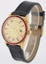 Rolex Day-Date 18k Yellow Gold DIAMOND RUBY 36mm Leather Watch Replica