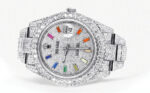 Womens Diamond Iced Out Rolex Datejust 25 Carats Of Diamonds Custom Color Baguettes Dial Two Row Oyster Band Replica