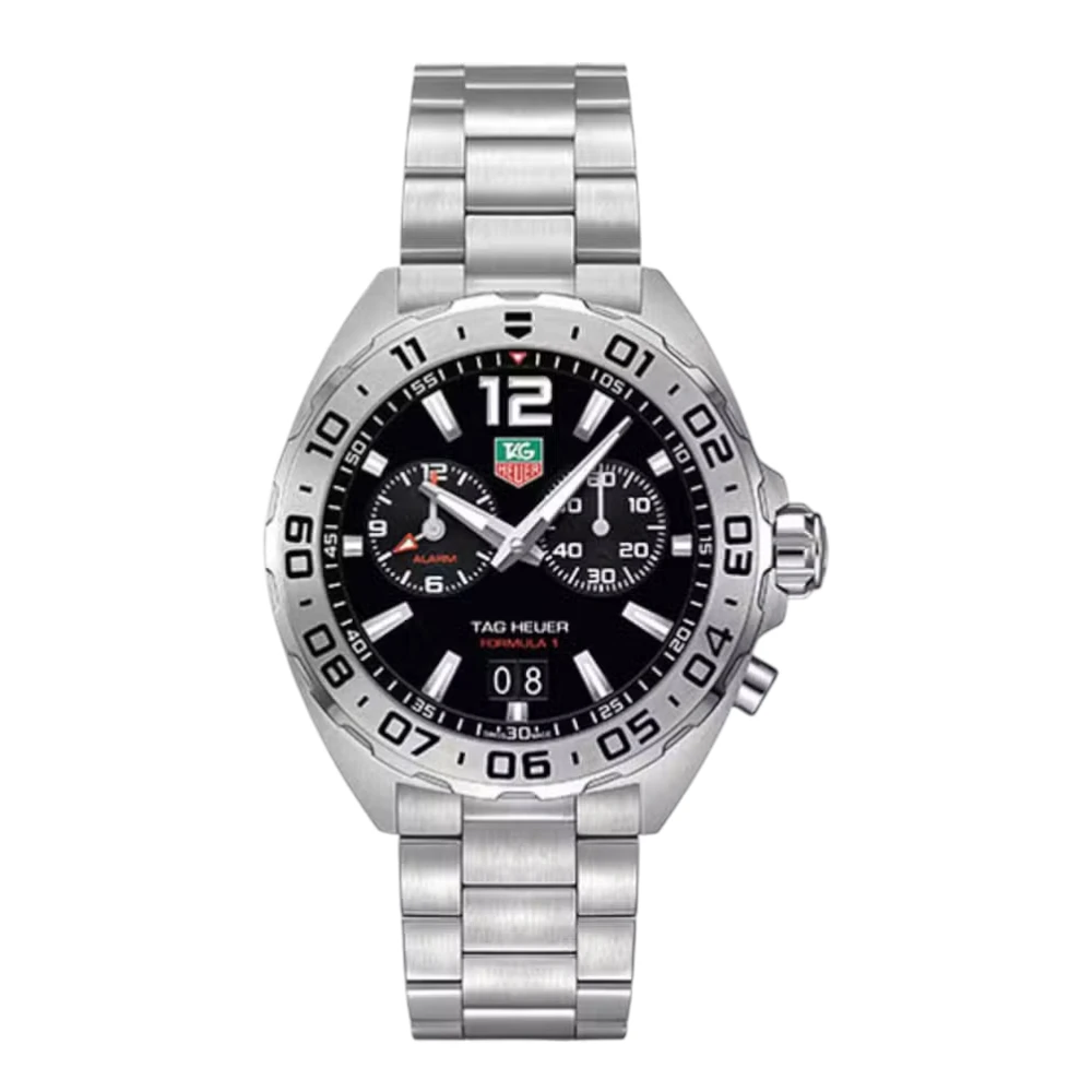 Tag Heuer Formula 1 Alarm Men’s Watch 41 mm Steel Case Black Dial Steel Bracelet Replica